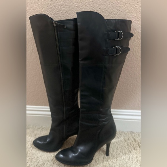 Cole Haan Shoes - Women’s Cole Haan Black Nike Air Tall Leather Heels Boots. Size 10.‎